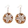 Women Fashion Bohemian Style Rattan Shell Pearl Charm Dangle Earrings Drop Earrings