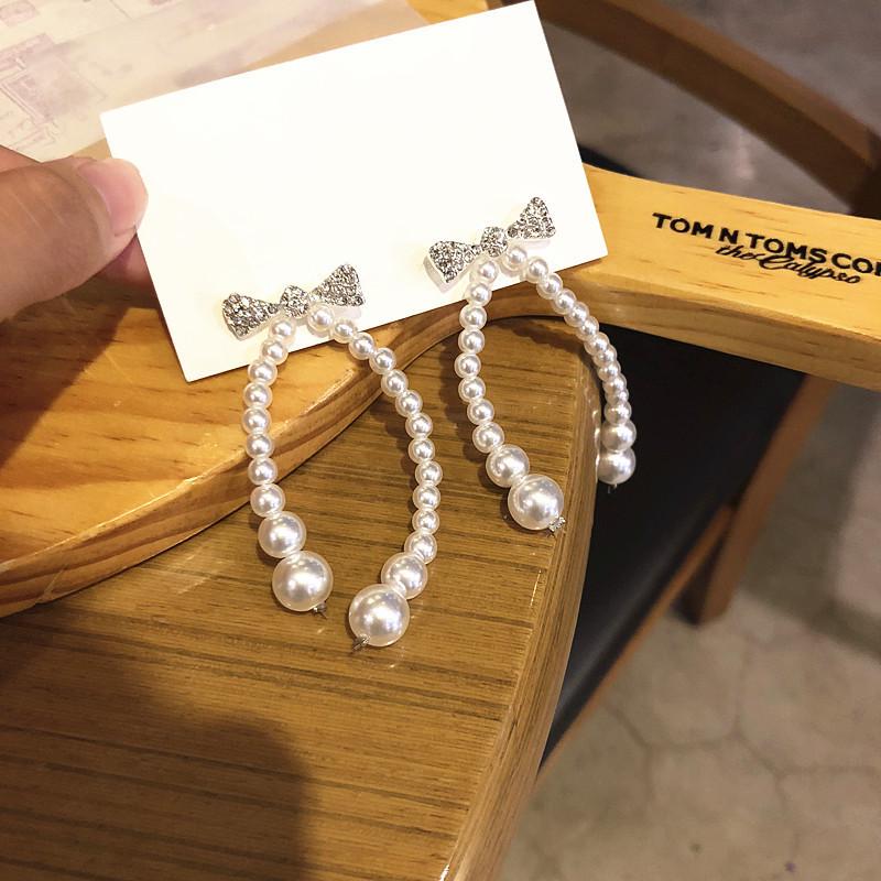 S925 Sterling Silver Baroque Pearl Bow Earrings - Elegant, Trendy Korean Style for Women 4A002