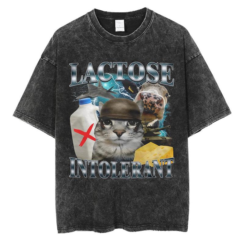 Wash I Survived Todays Tummy Ache Funny Cat Meme T Shirt Men Women Personality Fashion Tshirt Cotton Casual Oversized T Shirts
