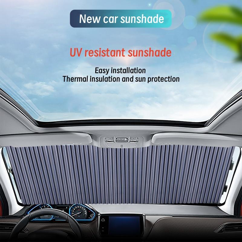 Car Sunshade, Front Windshield, Rear Windshield, Heat Insulation, Sun Protection, Retractable Louver Sunshade, Four Sizes