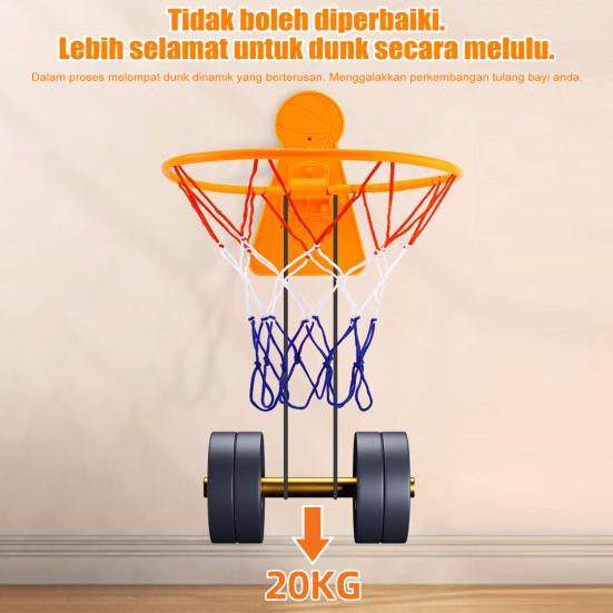 Foldable Basketball Hoop for Kids Adjustable Height Indoor Toy No-Drill Wall-mounted Basketball Hoop for Toddlers Boys Girls