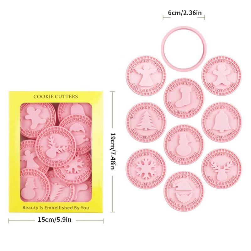 

9 шт./набор Рождественская жестяная форма для соуса, сэндвича, печенья, 3D пластиковая стереоскопическая форма для печенья, для выпечки дома, с тисненым штампом