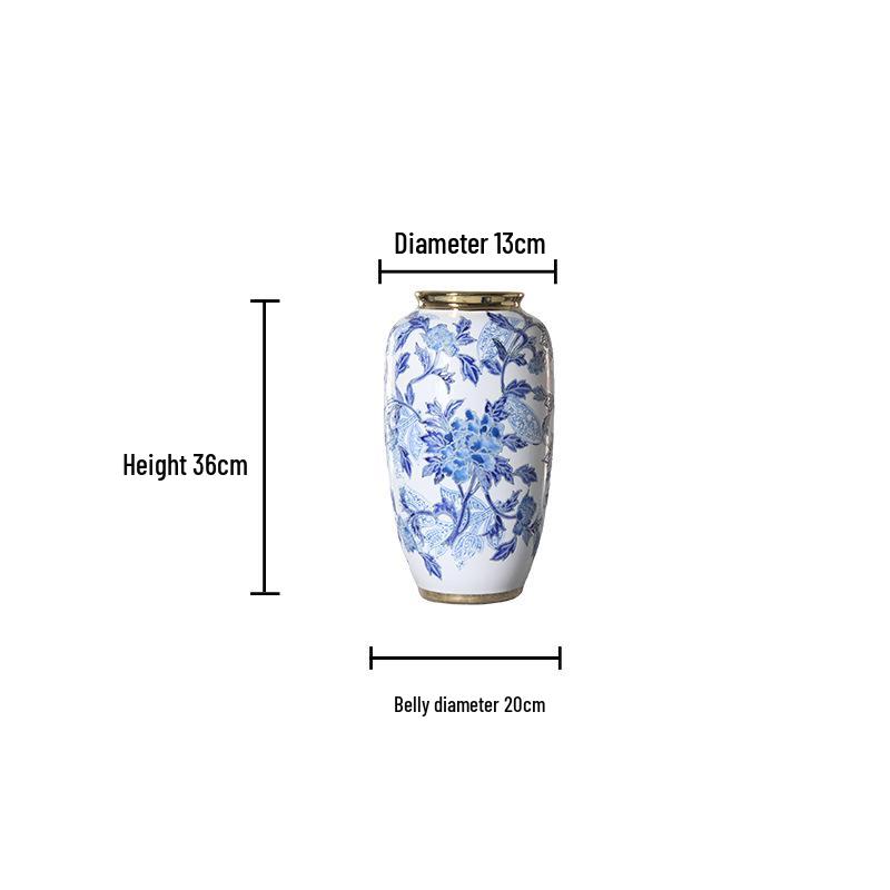 High-Grade Embossed Ceramic Vase for Living Room Decor - Chinese Style Dry Flower Ornament