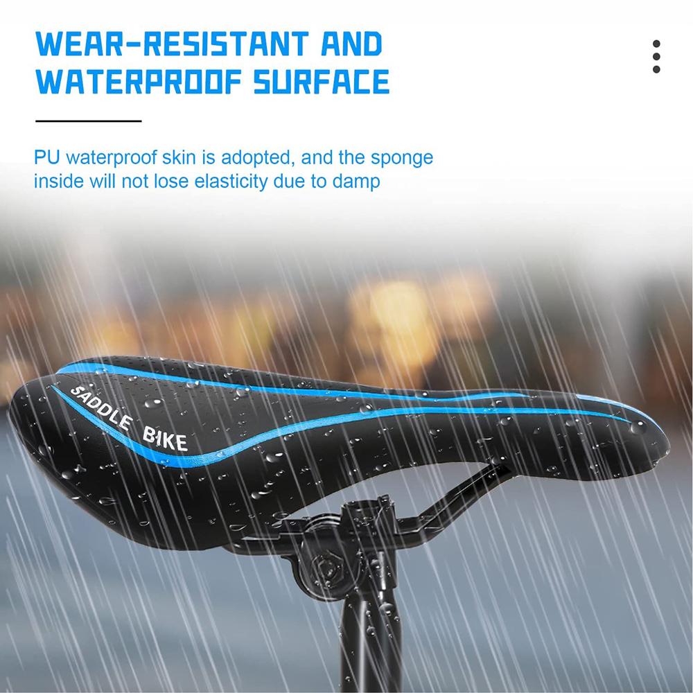 Mountain Road Bike Seat Comfortable Soft Cycling Cushion Exercise Bike Saddle PU Leather Gel Filled Shockproof Bicycle Saddle