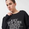 Swedish Single H's Plus Size Women's Letter Print round Neck T-shirt Loose-Fitting Fleece Pullover Sweatshirt