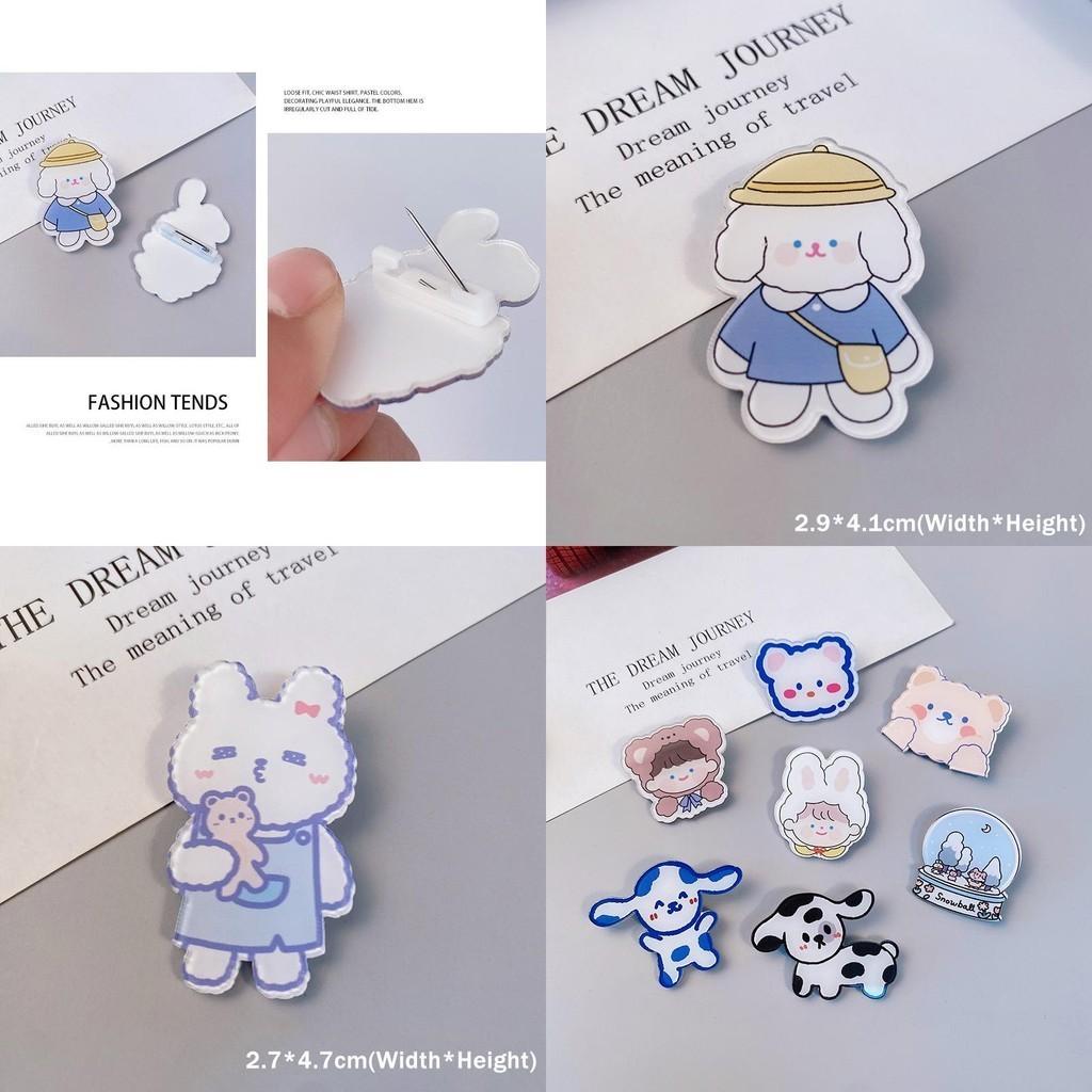 Sırt Çantası ve El Çantası Dekorasyonu İçin Sevimli Karikatür Köpek Tavşan İnek Broşları