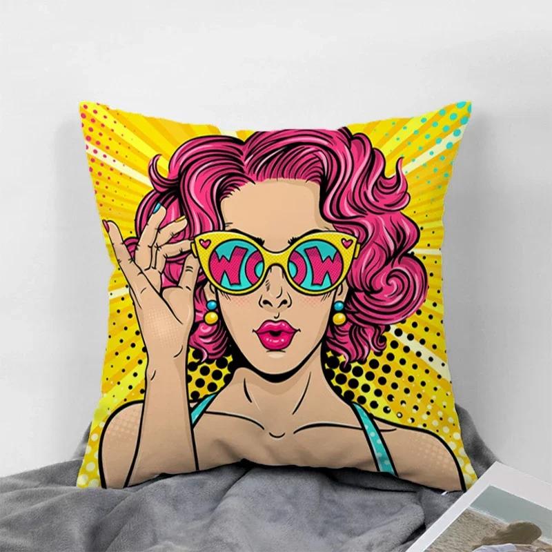 Pop Art Kissenbezüge für 45x45 Kissen Dekorative Sofakissenbezüge 60x60 Kissenbezug 40x40 Paarkissen Kissenbezüge 50x50