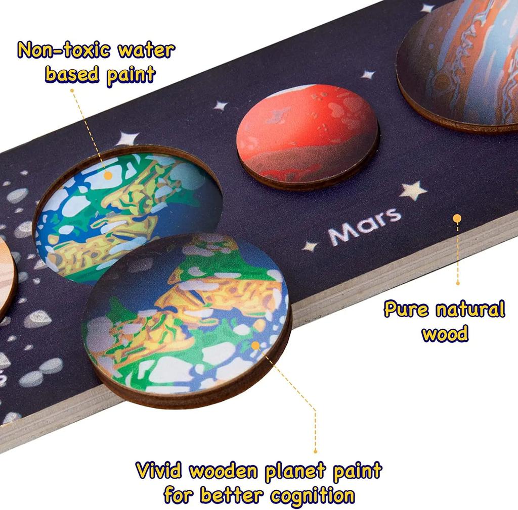 Wooden Solar System Puzzle for Toddlers Planet Toys Kids Space Puzzles Preschool Learning Activities Montessori Educational Toys