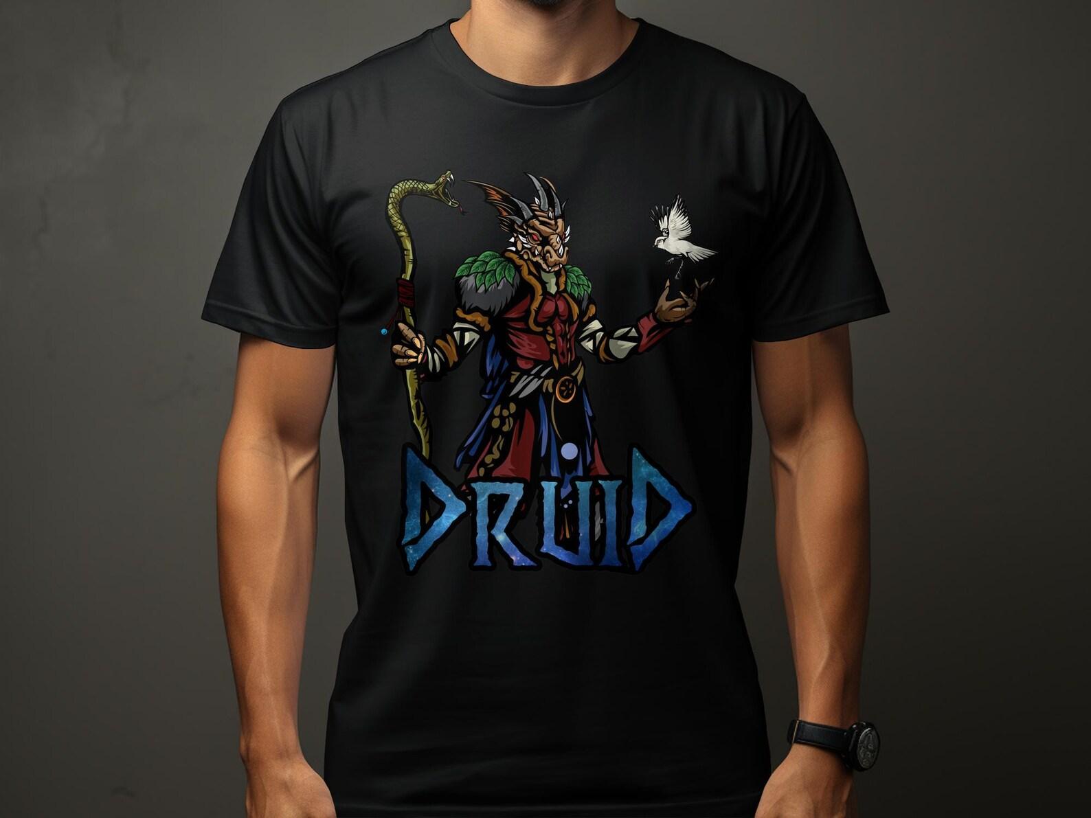 Dragoborn Druid T-Shirt, Fantasy RPG Tee, Tabletop Gaming Shirt, Roleplaying Game Top, Druid Character Apparel, RPG Gamer Gift XL