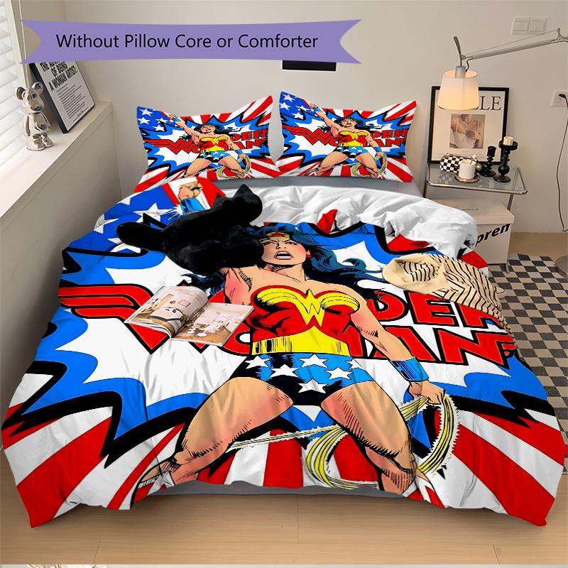 3pcs Wonder Woman Cover Set,Soft Comfortable Duvet Cover,Guest Room (1*Duvet Cover + 2*Pillowcases, Without Core) Yy251024122