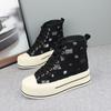 Fashion Women's 10cm Heel Thick Bottom Summer New Breathable Mesh High Top Sneakers Hole Design Lightweight Comfort
