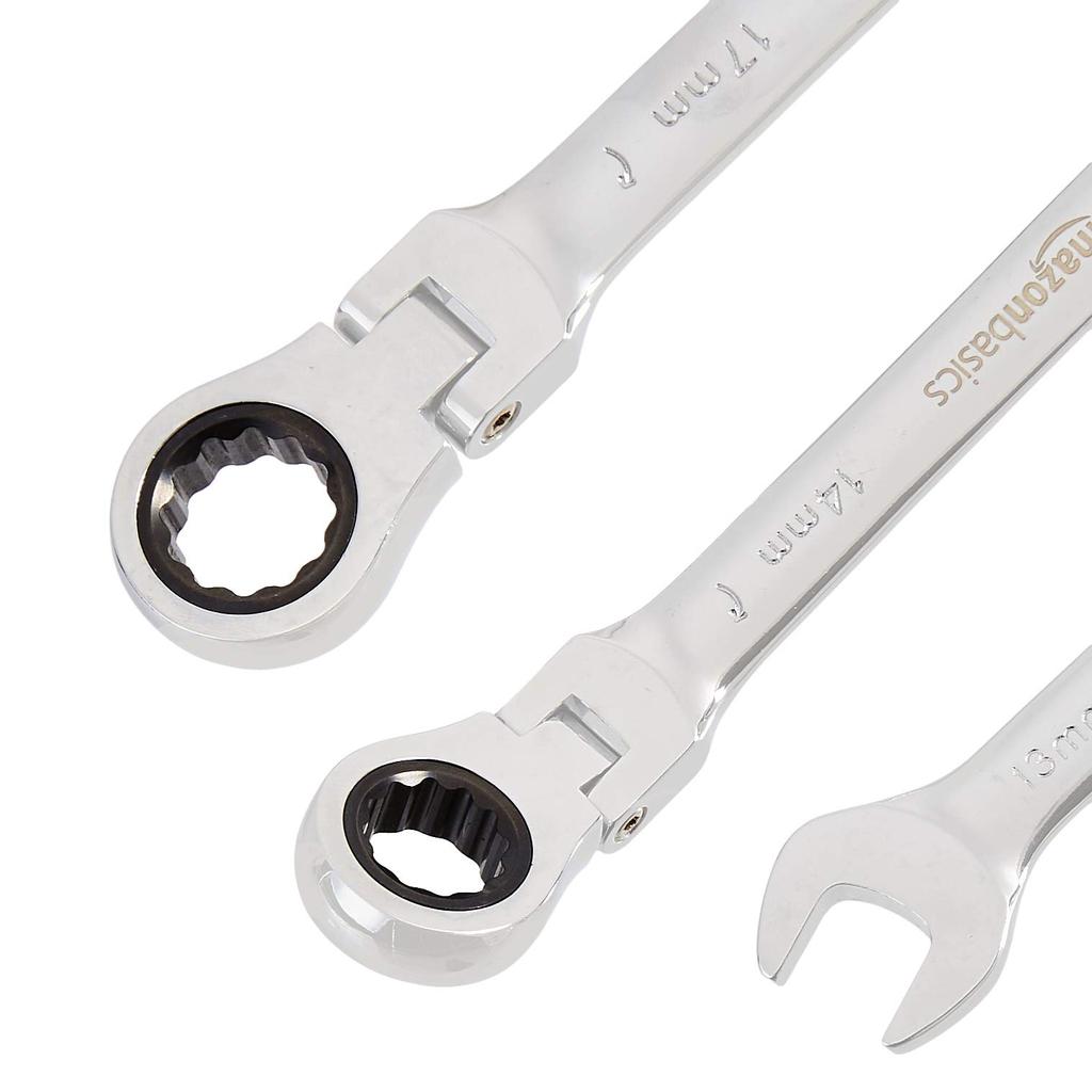 Amazon Basics Flexible Metric Ratchet Wrench 5 Pieces Set,
