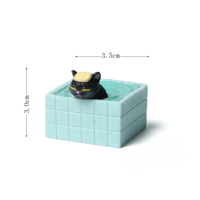 Baden, blaue Badewanne, Katze, kleiner Miao, Mikrolandschaftsgärtnerei, Landschaftsgestaltung und kreative Figuren
