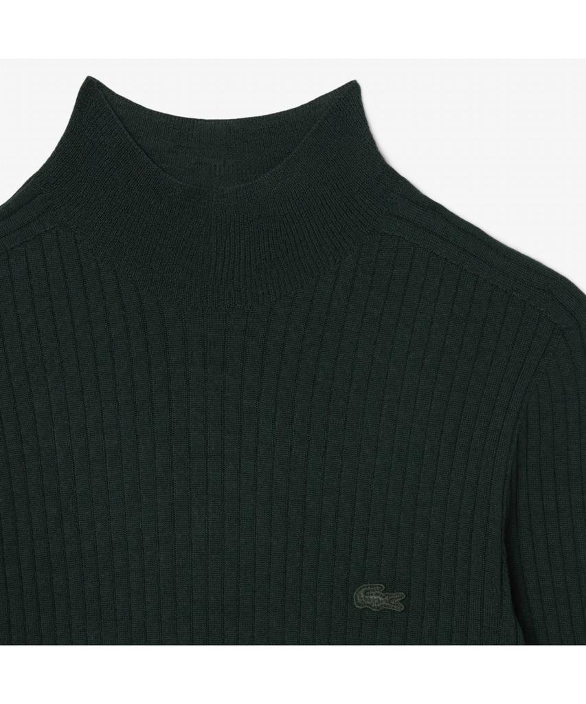 LACOSTE Women'S Ribbed Merino Wool Mock Neck Sweater Af4189-55N Yzp