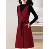 Women's Gray Wool Suit: 2025 Autumn/Winter High-End Fashion Coat Dress Set