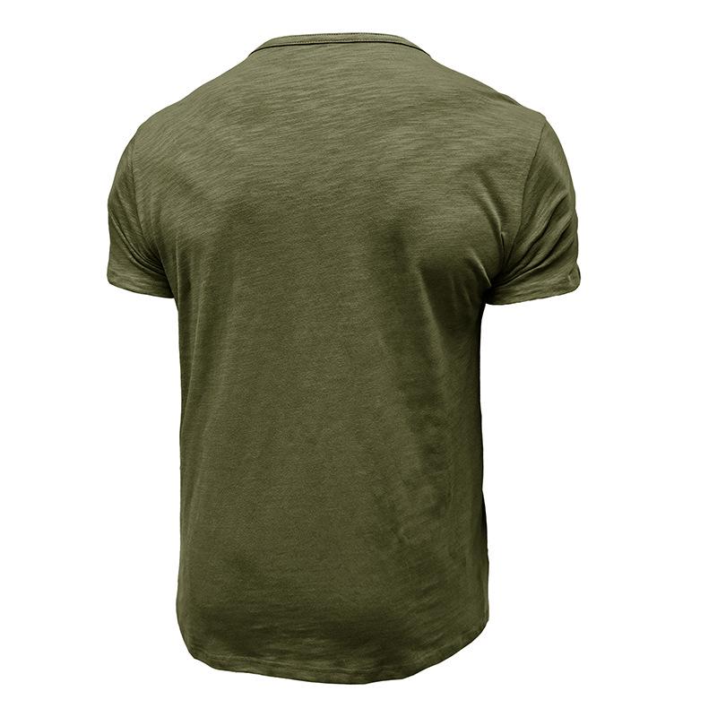 Men's Bamboo Cotton Henley T-Shirt - Short-Sleeve Outdoor European and American Style