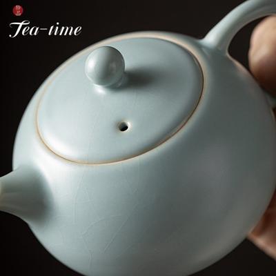 180ml Handmade Azure Ru Kiln Porcelain Teapot Zen Xishi Pot Household Tea Brewing Kettle with Infuser Chinese Tea Set Collection