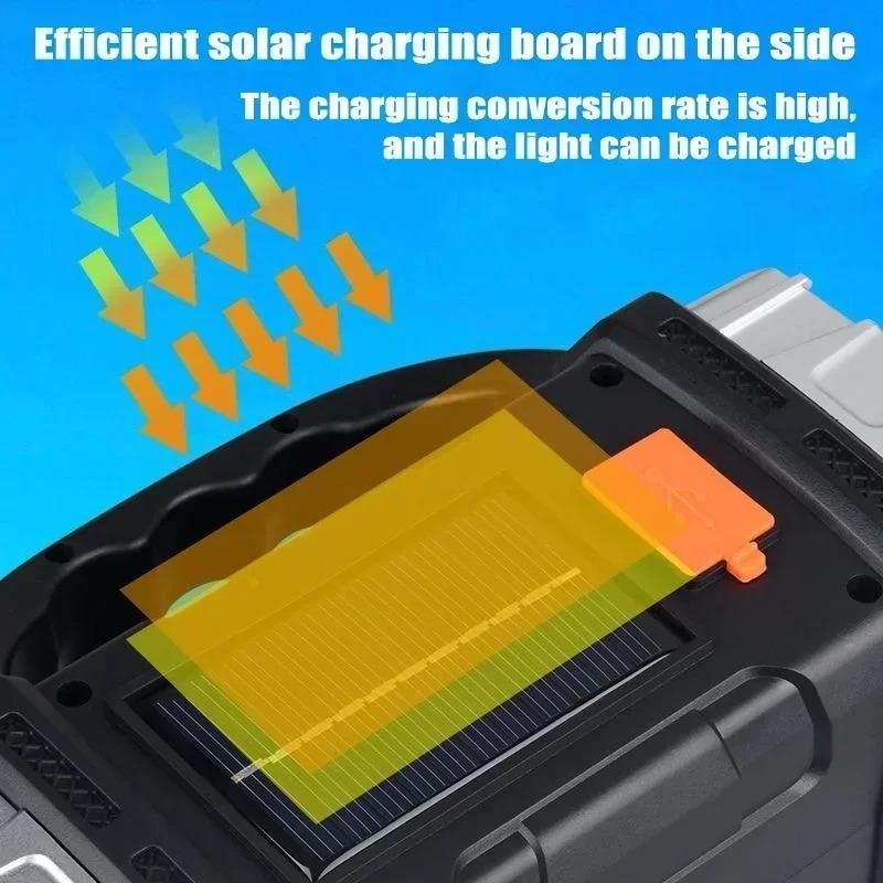 Multi-function Flashlight USB Solar Charging Dual-Purpose Lighting COB Work Light for Hurricane Emergency Hiking Camping