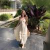 Super Fairy Seaside Resort-style Dress with a Heavy Craftsmanship Flush Edge, Backless Long Dress, Travel Date Dress, Summer