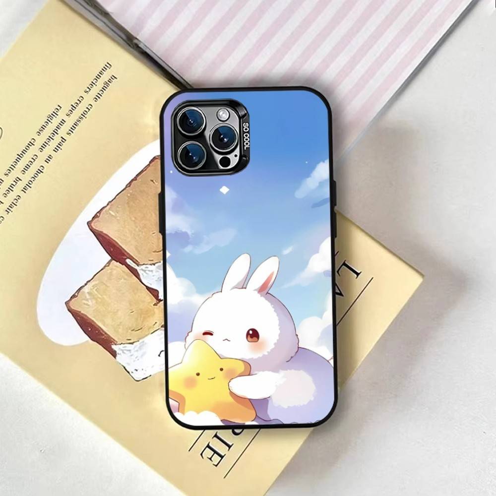 Cloudy Bunny Phone Case For iPhone 17,16,15,14,13,12,11 Plus,Pro Max,XS,Colorful Silver Phone Case Funda Cover