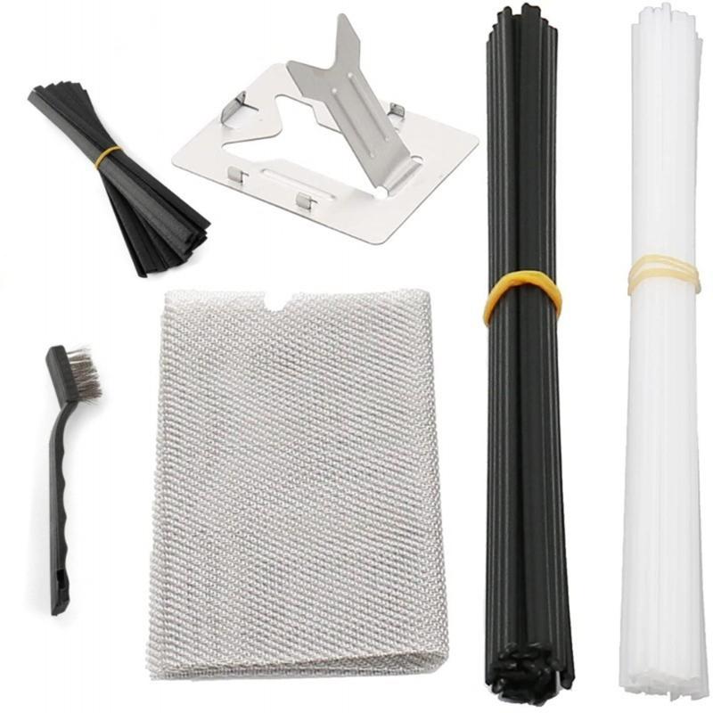 Portable Plastic Welding Kit for Bumper Kayak Repairs Wire Mesh 15/20/50 Black White Plastic Rods 50W Iron