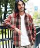 Shop Check Flannel Shirt Size L Jagged Cold Casual Loose Layered [JIGGYS SHOP] Jiggy's Brown/Orange, Fleece-Lined, Fleece, Thick, Men's Jacket,