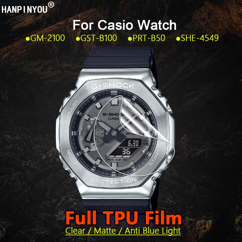 

2 шт. Для Casio GM-2100 GST-B100 PRT-B50 SHE-4549 Watch Прозрачный / Матовый / Анти-синий свет Мягкая пленка ТПУ Защитная пленка -не стекло