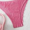 European and American Women's Sexy Backless Strappy Bikini Swimsuit - Solid Color, Hot Spring Wear