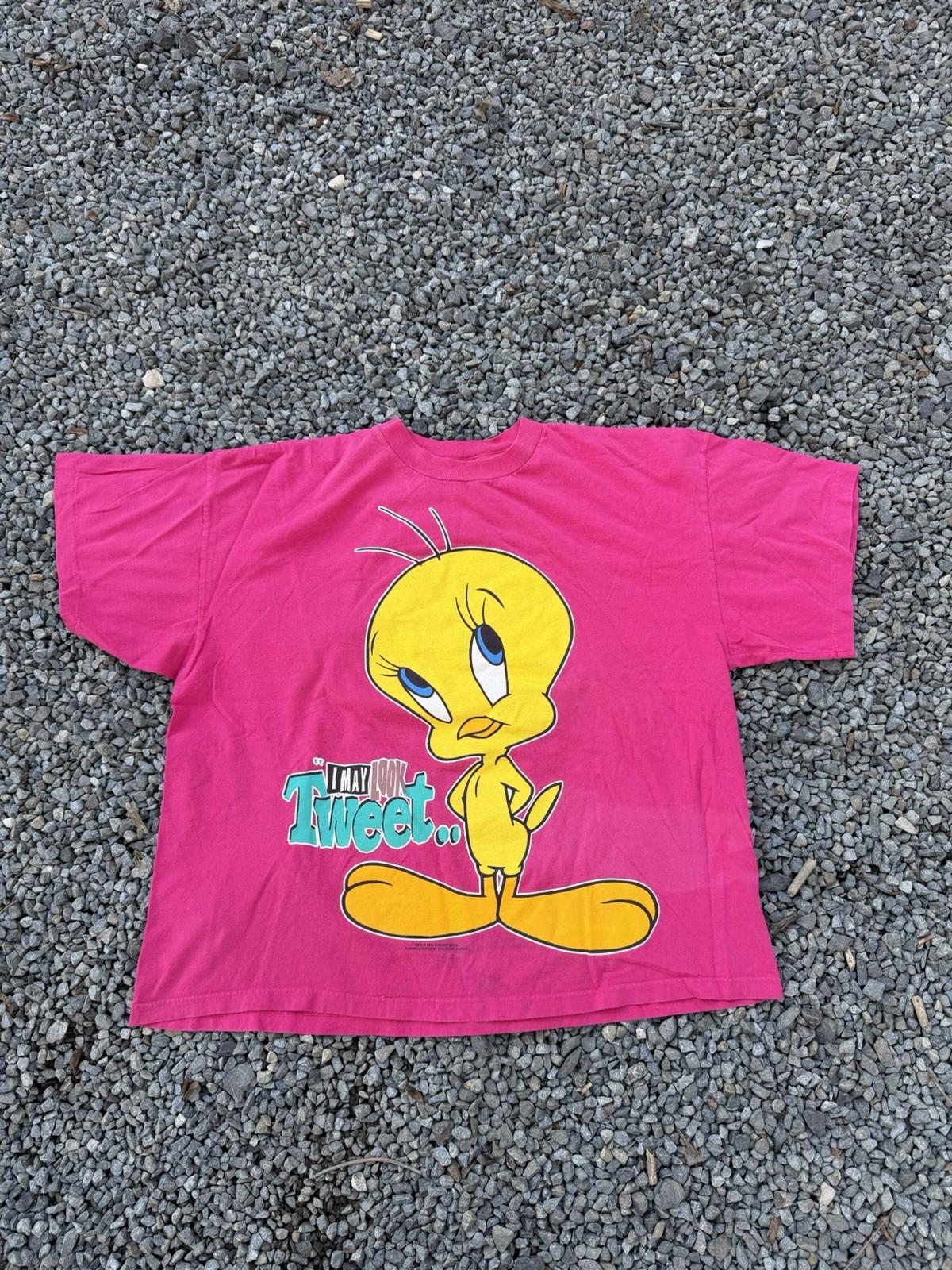 Vintage 90’s Looney Tunes Looney Toons Tweety Bird Woman’s Pink Shirt 2XL Unisex T-Shirt XL
