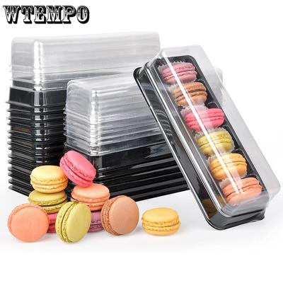 Şeffaf Kapaklı 100 Adet Makaron Kutusu 6 Gözlü Makaron Kabı Hediye Paketleme Kutuları 19*7*4.5CM Plastik Mini Pasta Tepsileri Saklama Kutuları