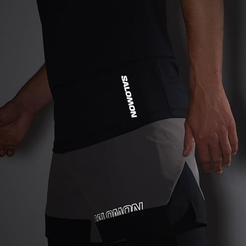 Salomon Men's CROSS RUN SHORTSLEEVE TEE, Deep Black, Size S, Outdoor T-Shirt