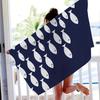 1pc Quick-Dry and Super Absorbent Beach Towel, Lightweight Soft Polyester Swim Towel with Navy Blue Fish Pattern, Perfect for
