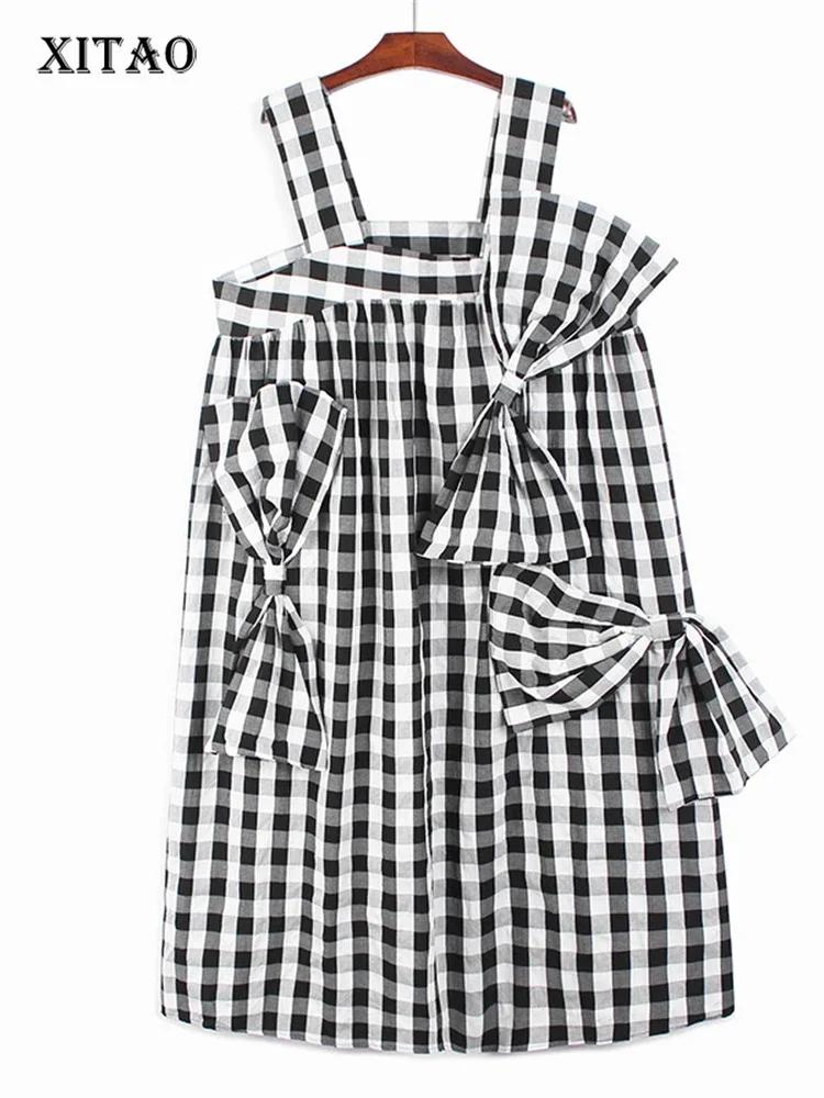 

XITAO Strapless Fashion Bow Small Fresh Pullover Dress WLD7014 One Size білий
