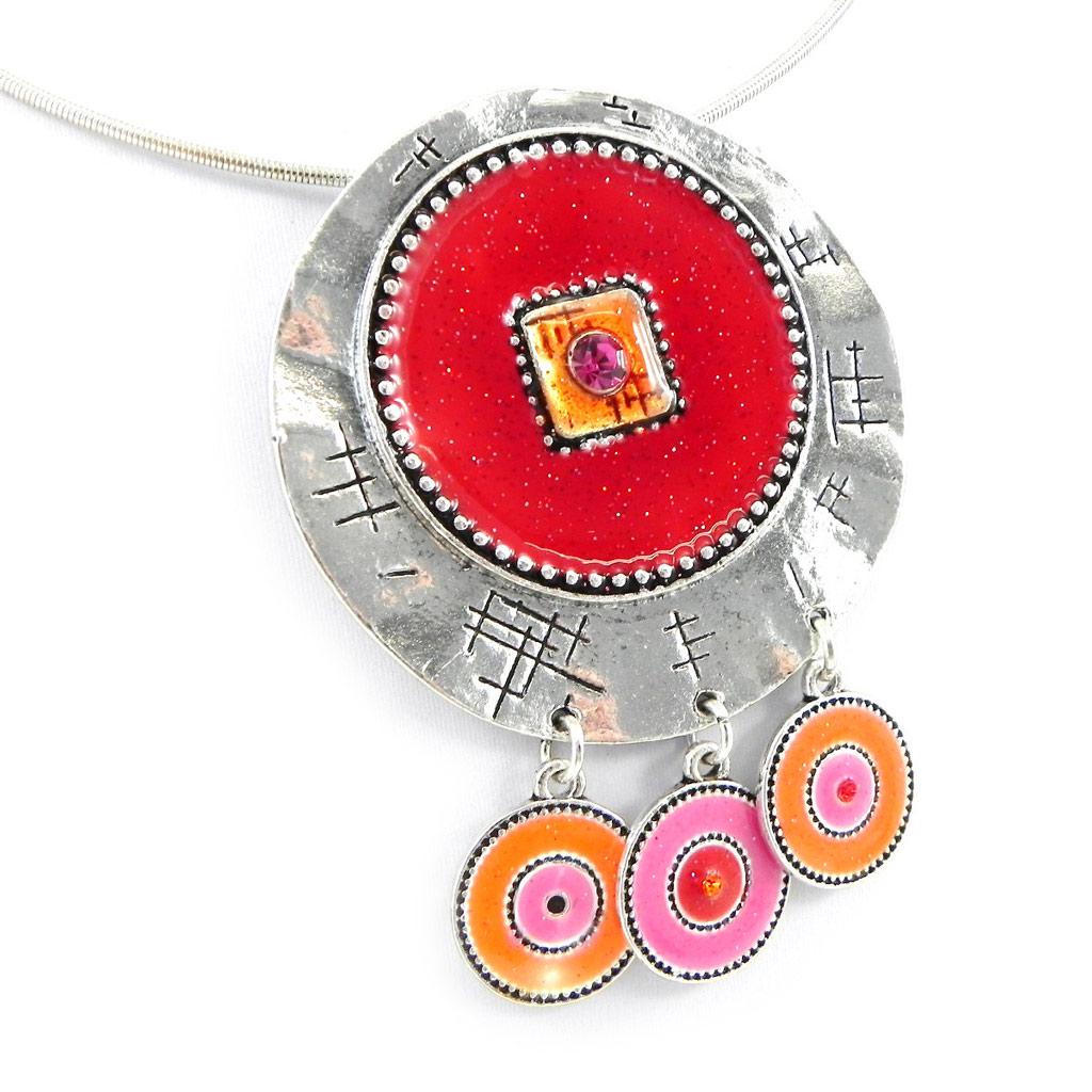 NOA [H2390] - Designer Halskette 'Milwaukee' rot orange