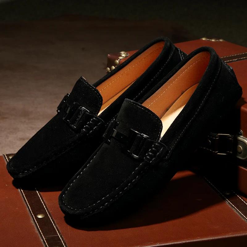 Fashion Classic Mens Loafers Male Summer Soft Shoes Fashion Men's Casual Leather Shoe Suede Casual Flats Breathable Hand-stitching Shoes
