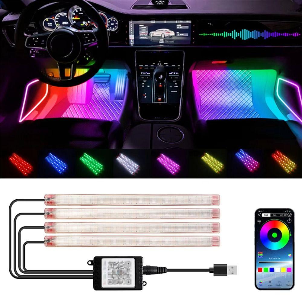 Neon 48 LED Car Interior Ambient Lamp With USB Automotive Interior Decorative Lights