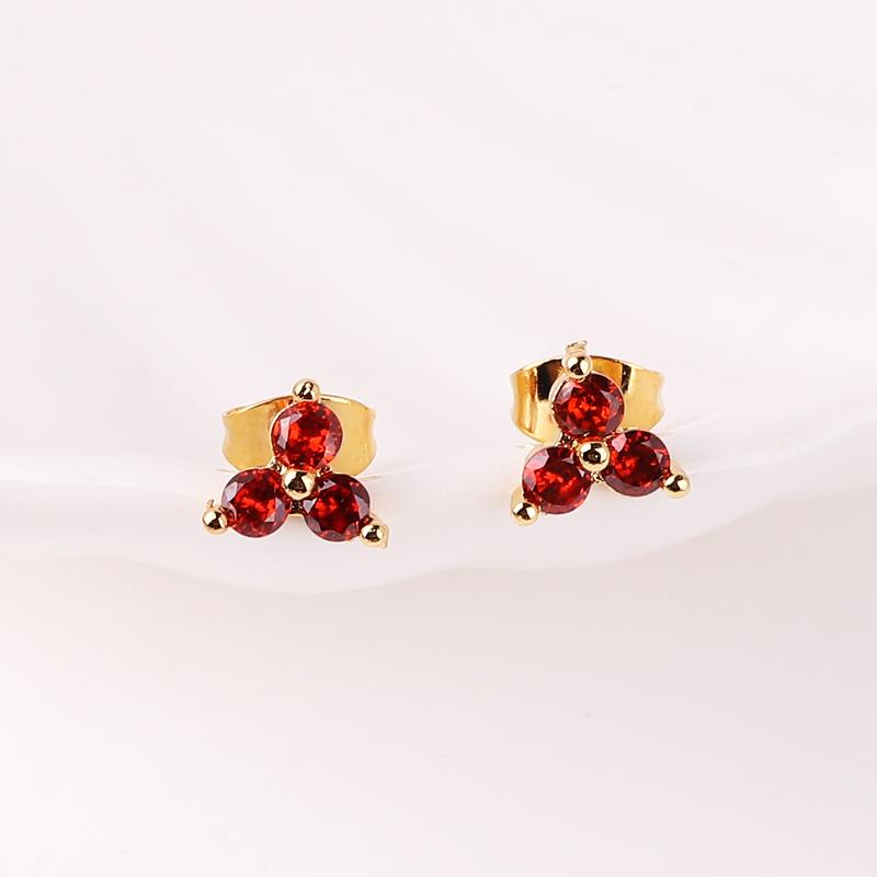 Gold Filled Stud Earrings For Women Bling Cute Color CZ Zircon Piercing Women's Earrings 2026 Fashion Jewelry Wholesale