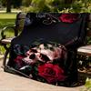 1pc Skull Roses Print Outdoor Flannel Blanket Soft All Season Polyester Throw , Perfect for Picnics & Travel , Picnic Accessory