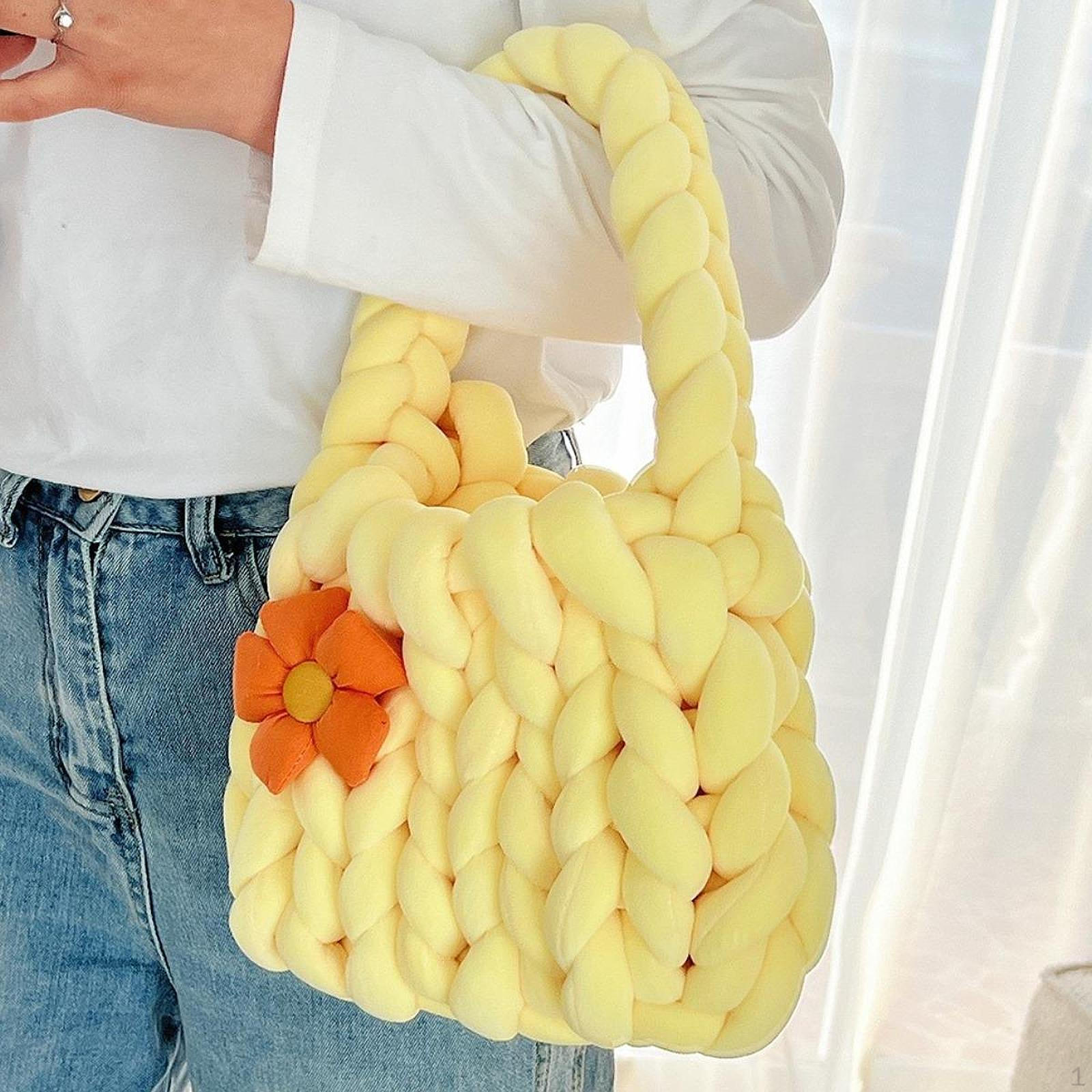 Женская вязаная крючком сумка вязаный кошелек повседневная удобная аксессуар для костюма ручная работа плетеная сумка подмышечная yellow 2327₽