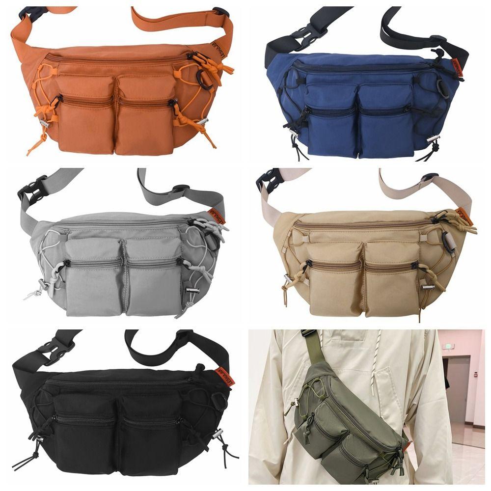 Y2k Men Waist Bag Large Capacity Sports Fanny Pack Simple Multi-pocket Chest Bag  Women