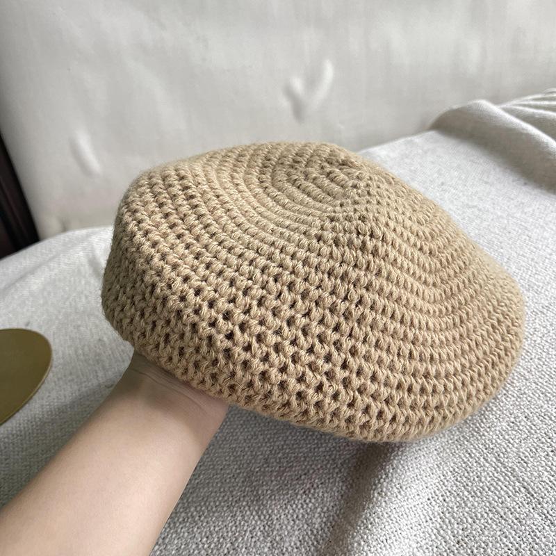 Cute Red Beret Hat for Women In Winter Korean Style Sweet Literary Retro Painter Hat Versatile Big Head Circumference Showing Small Face