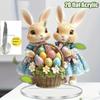 2D Flat Print Style Easter Bunny Acrylic Desktop Decoration, Colored Egg Basket, Suitable for Wall Decoration, Porch, Room, Villa, Accents Home, Hallw