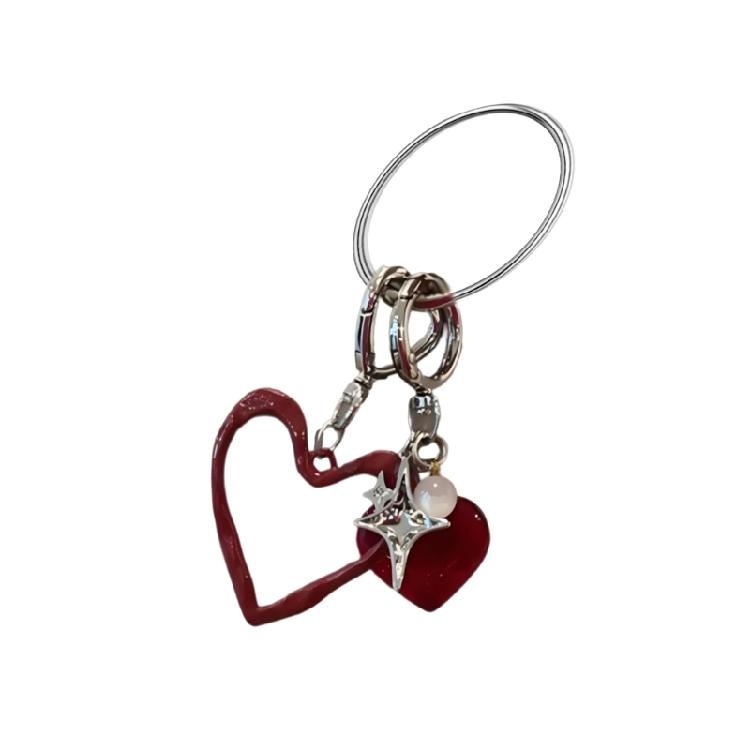 

Modern Colorful Heart Keychain Creative Decorative Jewelry Piece Purse Bag Ornament For Earbuds Card Wallets Outfits