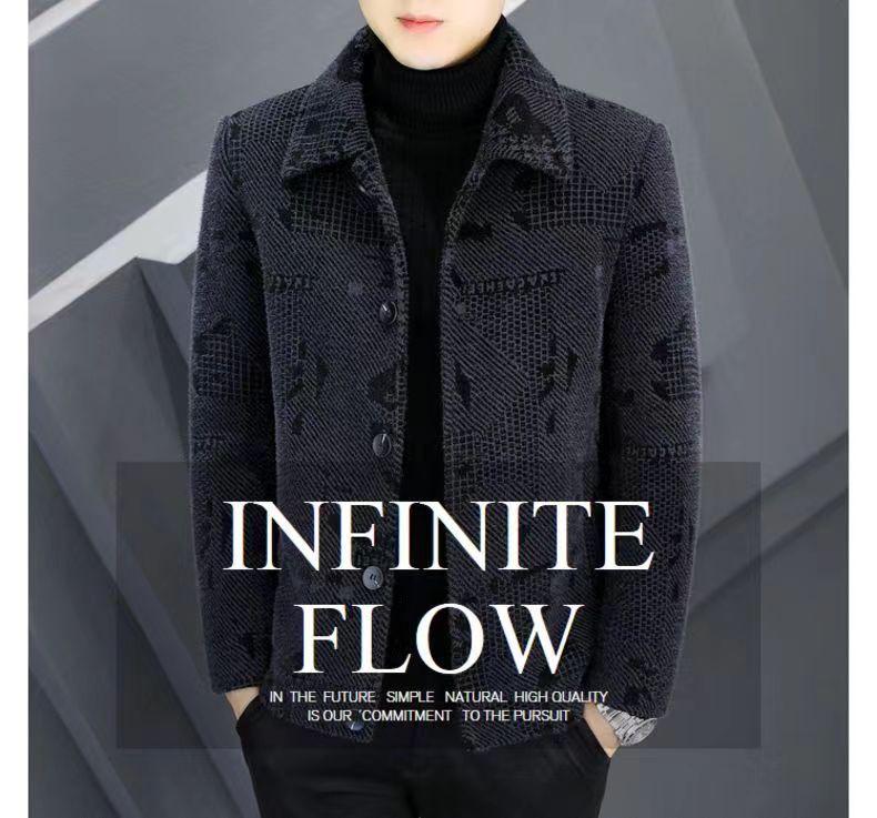 Herrförtjockad sammetsulljacka - Ny höst/vinter kort kappa