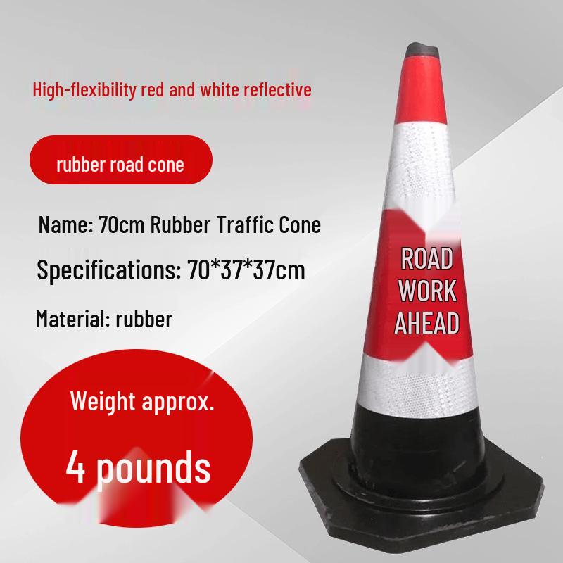 Reflective 90cm Rubber-Plastic Safety Cone with Ice Cream Handle for Road and Construction Use