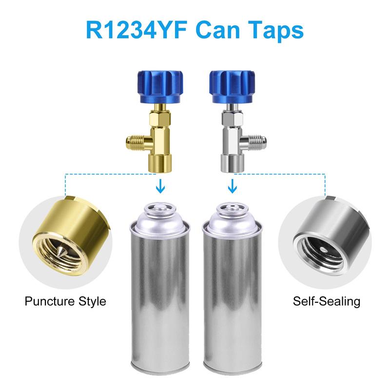 R1234Yf Can Tap, R1234Yf Self-Sealing And Puncture Style Refrigerant Can Tap Valve With Refrigerant Tank Adapters