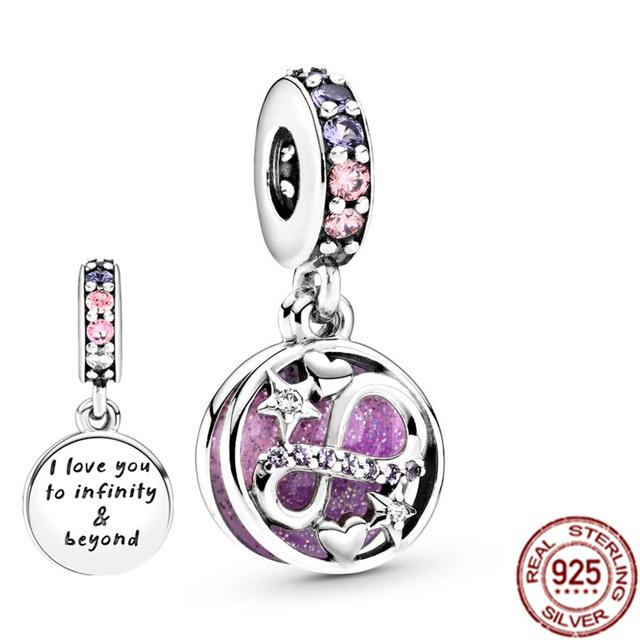 Anhänger mit mehreren Mustern für Armband/Halskette aus 925er-Sterlingsilber, Charm-Perlenschmuck, MOM, Festival