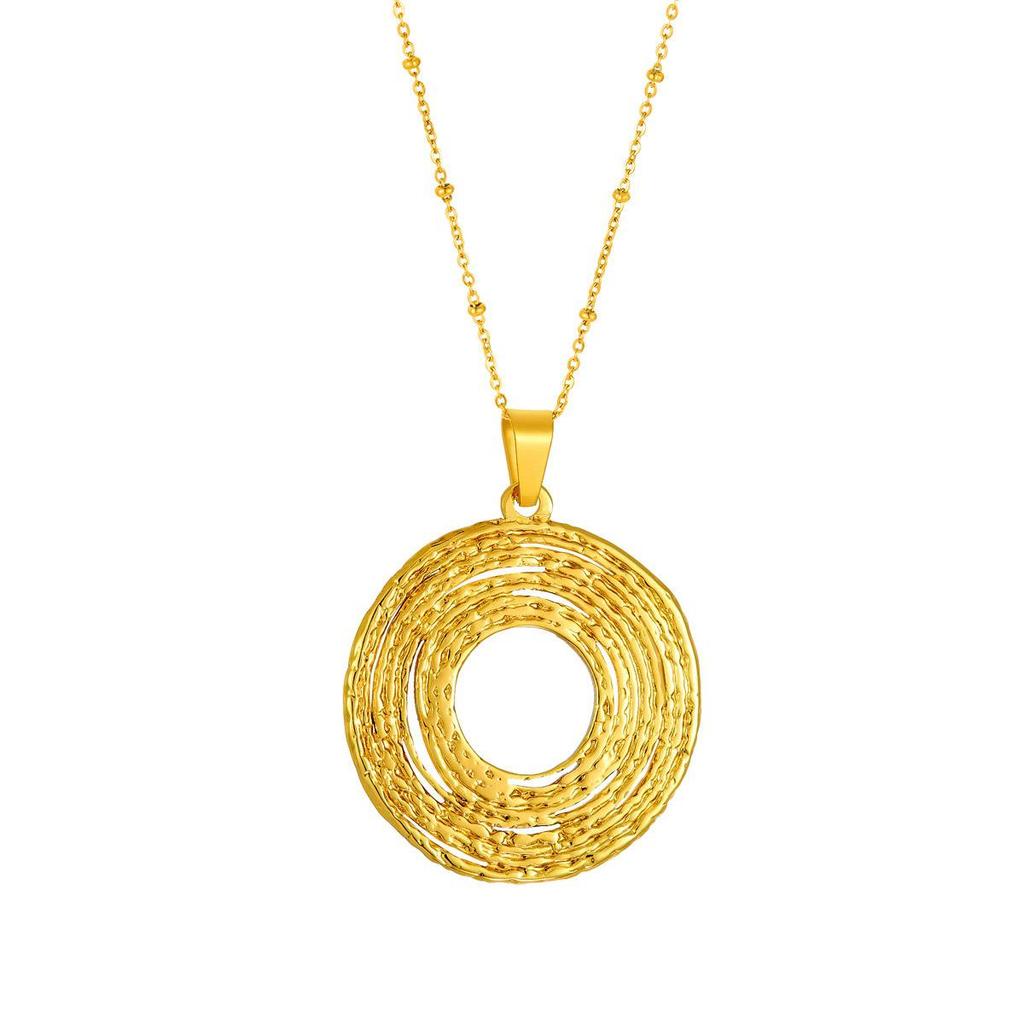 Personalized 18K Gold Coin Portrait Pendant Necklace - Women's European American Fashion, Round Titanium Steel Clavicle Chain