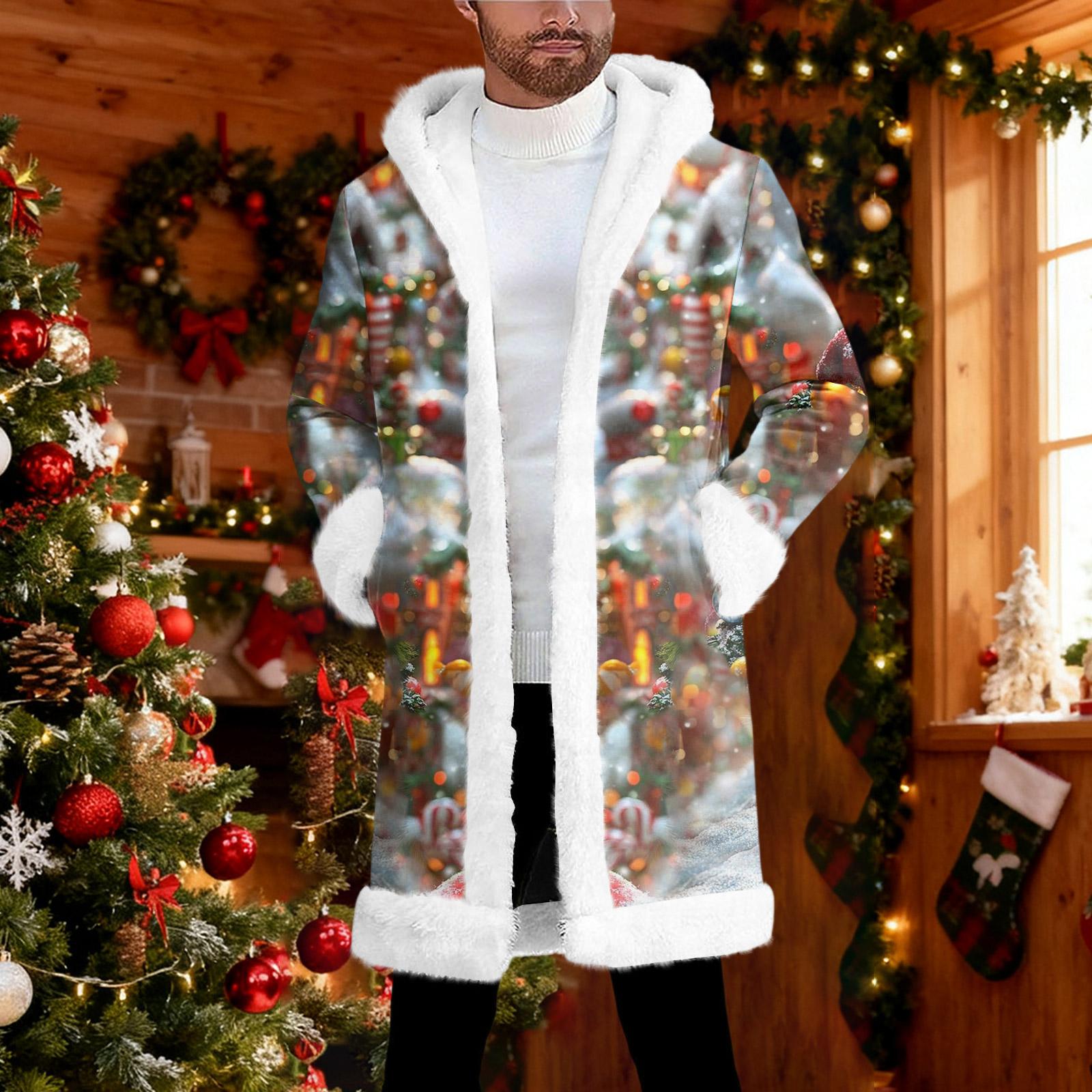 

Мужской кардиган с капюшоном, длинное пальто для сохранения тепла XXL белый