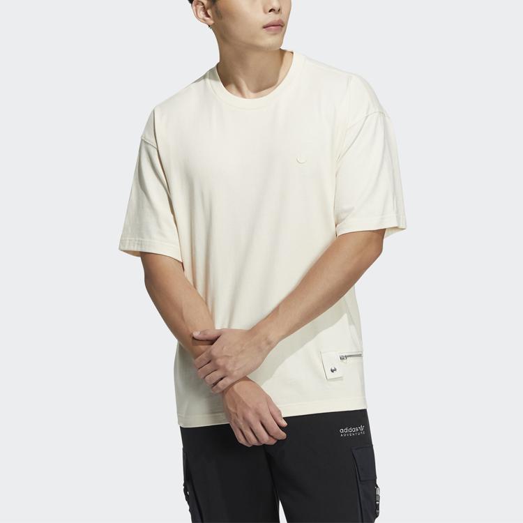 Adidas Originals Trefoil Zipper Short Sleeve Tee Men Tops Off-White HH9441